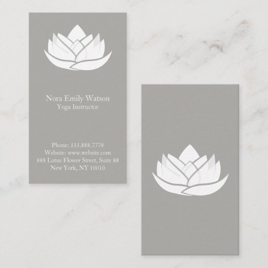 Eenvoudig grijs en wit Lotus Flower Visitekaartje (Voorkant / Achterkant)