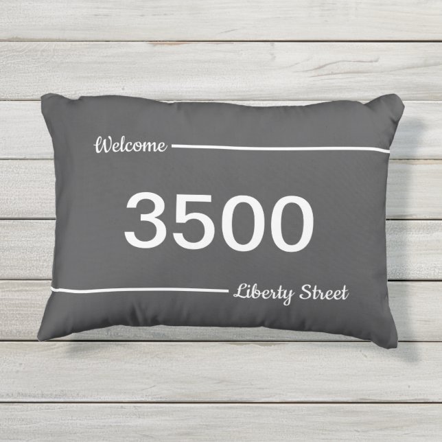 Eenvoudig Grijs en Witte Straat Adres Huisnummer Buitenkussen (Achterkant)