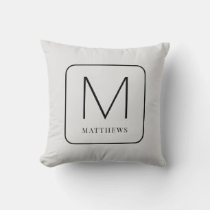 Eenvoudig grijs en zwart Modern Monogram Sierkusse Kussen