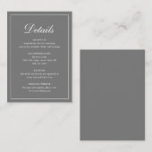 Eenvoudig grijs formele traditionele elegante brui informatiekaartje (Voorkant / Achterkant)