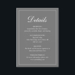 Eenvoudig grijs formele traditionele elegante brui informatiekaartje<br><div class="desc">Traditionele stijl grijs / grijze trouwbehuizing met een eenvoudig ontwerp met "Details" in een elegante kalligrafie binnen een dunne rand. De sjabloon staat voldoende ruimte voor u toe om belangrijke informatie over uw speciale dag te delen. Dit klassieke ontwerp is perfect voor een formele bruiloft.</div>