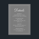 Eenvoudig grijs formele traditionele elegante brui informatiekaartje<br><div class="desc">Traditionele stijl grijs / grijze trouwbehuizing met een eenvoudig ontwerp met "Details" in een elegante kalligrafie binnen een dunne rand. De sjabloon staat voldoende ruimte voor u toe om belangrijke informatie over uw speciale dag te delen. Dit klassieke ontwerp is perfect voor een formele bruiloft.</div>