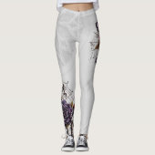 Eenvoudig grijs gotisch web Halloween feest Leggings (Voorkant)
