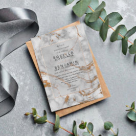 Eenvoudig Grijs Goud Marmer Agate Elegant Folie Uitnodiging