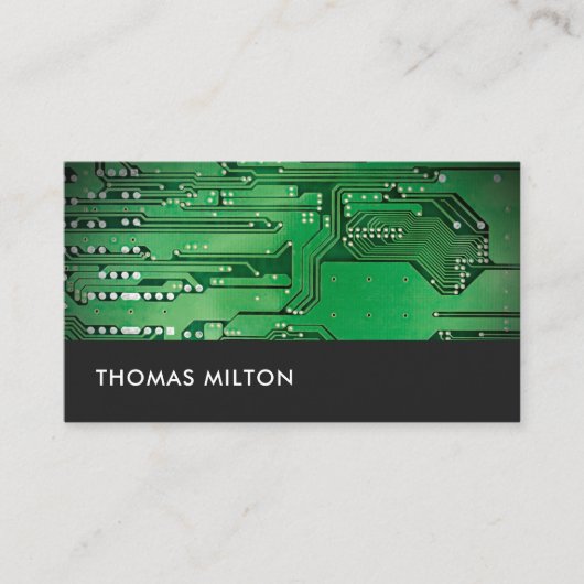 Eenvoudig grijs Groen circuit board Computer Repai Visitekaartje (Voorkant)