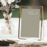 Eenvoudig Grijs Groen Modern Trouwtafelnummer Kaart<br><div class="desc">De eenvoud van het ontwerp stelt het in staat om moeiteloos elke trouwthema of decorstijl aan te vullen, waardoor het een veelzijdige keuze is voor uw speciale dag. De heldere typografie en het strakke design creëer hebben een moderne en verfijnde uitstraling en zetten de toon voor een gedenkwaardige bruiloft. Ontworpen...</div>