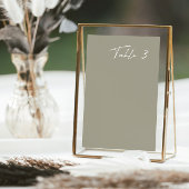 Eenvoudig Grijs Groen Modern Trouwtafelnummer Kaart