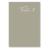 Eenvoudig Grijs Groen Modern Trouwtafelnummer Kaart (Voorkant)