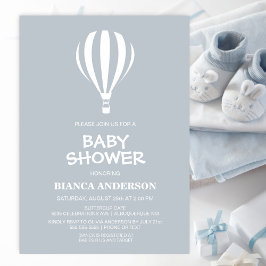 Eenvoudig grijs hot-luchtballon-Baby shower Kaart