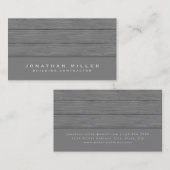 Eenvoudig grijs houten plaat visitekaartje (Voorkant / Achterkant)