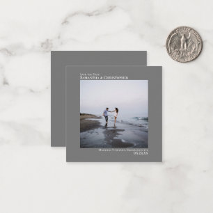 Eenvoudig grijs huwelijk sparen de Datum Foto Mini Notitiekaartje