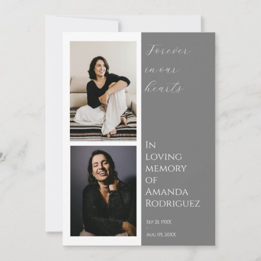 Eenvoudig grijs in liefdevolle geheugen begrafenis kaart (Voorkant)