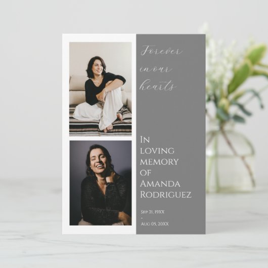 Eenvoudig grijs in liefdevolle geheugen begrafenis kaart (Staand voorkant)