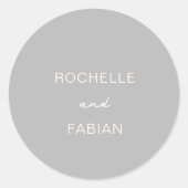 Eenvoudig grijs legant bruiloft ronde sticker (Voorkant)