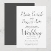 Eenvoudig grijs letterzetschrift kalligrafie bruil kaart (Voorkant / Achterkant)