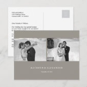 Eenvoudig grijs Lijst bruiloft Bedankt 2 Foto Briefkaart (Voorkant / Achterkant)