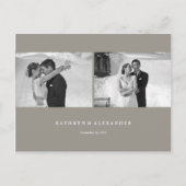 Eenvoudig grijs Lijst bruiloft Bedankt 2 Foto Briefkaart (Voorkant)