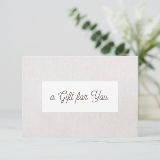 Eenvoudig grijs linnen (afbeelding) Cadeaubon (Staand voorkant)