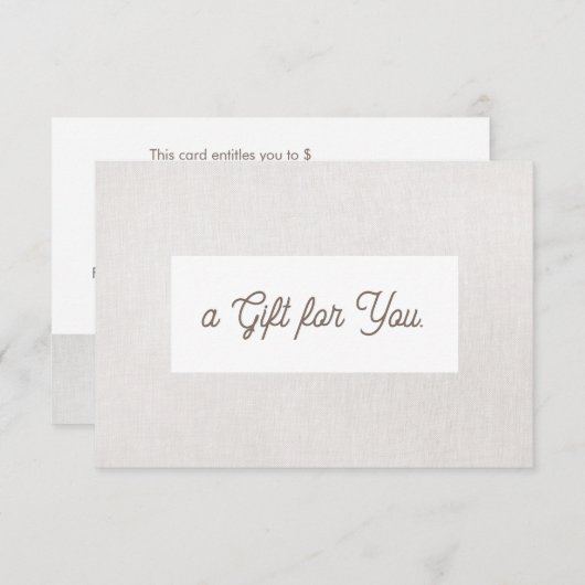 Eenvoudig grijs linnen (afbeelding) Cadeaubon (Voorkant / Achterkant)