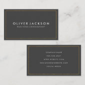 Eenvoudig grijs met gouden rand visitekaartje (Voorkant / Achterkant)