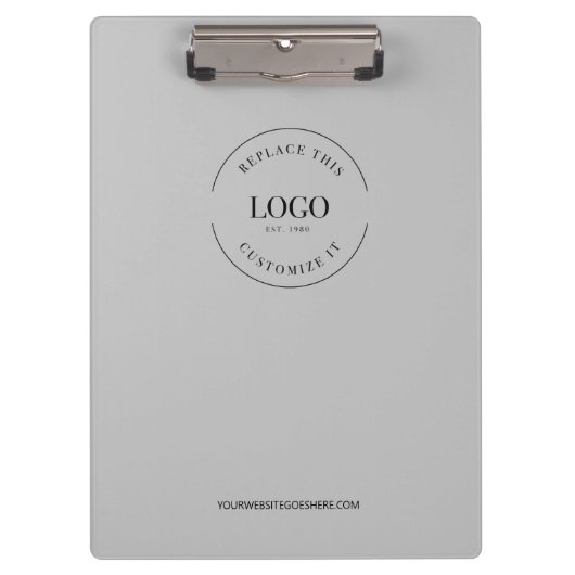 Eenvoudig grijs minimalistisch custom Logo branded Klembord (Voorkant)