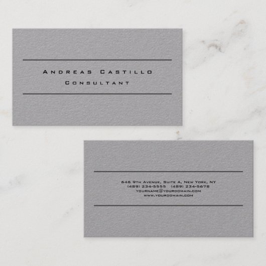 Eenvoudig grijs minimalistisch visitekaartje (Voorkant / Achterkant)
