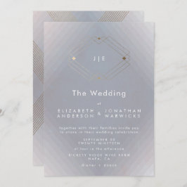 Eenvoudig grijs modern Geometric Gold Wedding Kaart