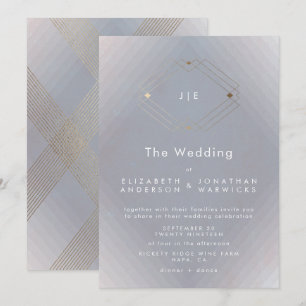 Eenvoudig grijs modern Geometric Gold Wedding Kaart