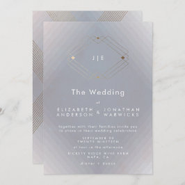 Eenvoudig grijs modern Geometric Gold Wedding Kaart