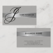 Eenvoudig grijs monochromatisch met zilveren stree visitekaartje