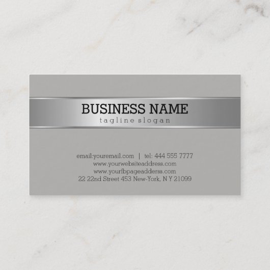 Eenvoudig grijs monochromatisch met zilveren stree visitekaartje (Achterkant)