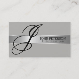 Eenvoudig grijs monochromatisch met zilveren stree visitekaartje