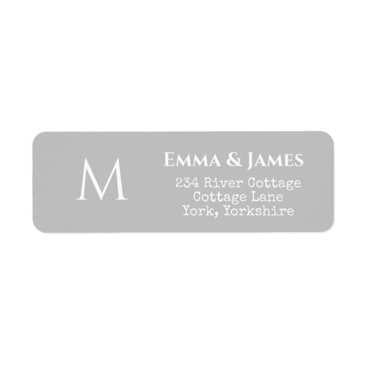 Eenvoudig grijs monogram bruiloft label (Voorkant)
