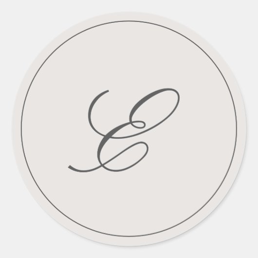 Eenvoudig grijs monogram Elegant Wedding Ronde Sticker (Voorkant)