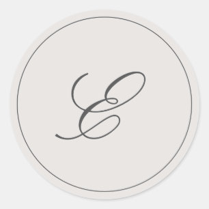 Eenvoudig grijs monogram elegante bruiloft ronde sticker