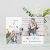 Eenvoudig grijs monogram Foto Afstuderen aankondig Aankondiging (Staand voorkant)