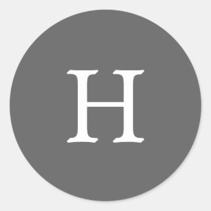 Eenvoudig grijs monogram huwelijk ronde sticker
