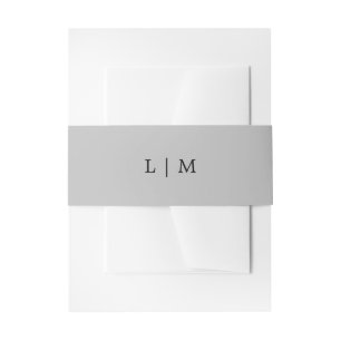 Eenvoudig grijs monogram minimale elegante bruilof uitnodigingen wikkel