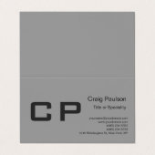 Eenvoudig grijs monogram modern Visitekaartje rein (Buitenkant ongevouwen)