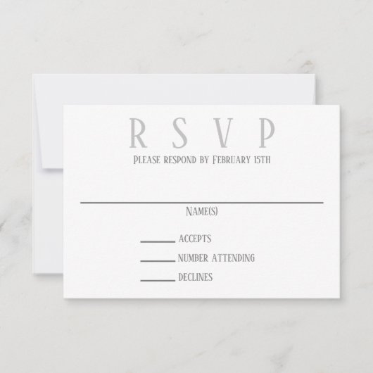 Eenvoudig grijs ontwerp - RSVP uitnodiging (Voorkant)