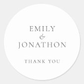 Eenvoudig grijs schrijven bruiloft bedankt ronde sticker (Voorkant)