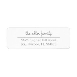 Eenvoudig grijs Script Return Address Label