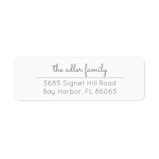 Eenvoudig grijs Script Return Address Label (Voorkant)