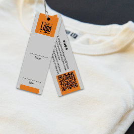 Eenvoudig Grijs Sinaasappel Logo QR Code Kleding P Mini Visitekaartjes