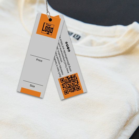 Eenvoudig Grijs Sinaasappel Logo QR Code Kleding P Mini Visitekaartjes