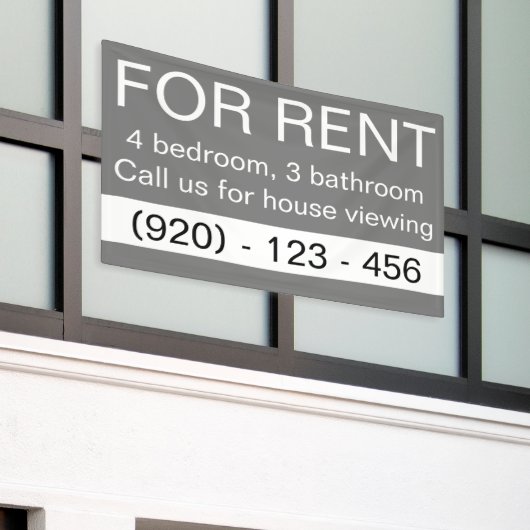 Eenvoudig grijs te huur Custom Real Estate Company Spandoek (Buitenkant Gebouw)