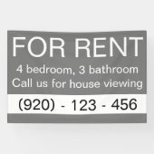 Eenvoudig grijs te huur Custom Real Estate Company Spandoek (Horizontaal)