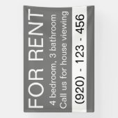 Eenvoudig grijs te huur Custom Real Estate Company Spandoek (Verticaal)