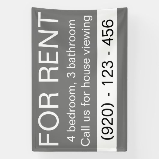 Eenvoudig grijs te huur Custom Real Estate Company Spandoek (Verticaal)