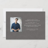 Eenvoudig grijs tweed lijst classic foto afstudere kaart (Achterkant)
